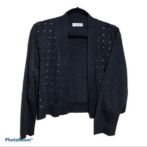 Calvin Klein Dark Gray Crop Sweater Cardigan